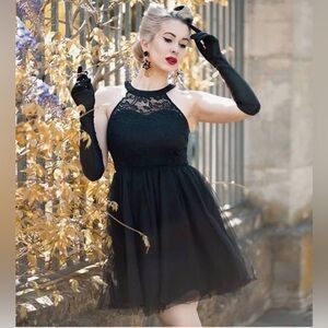 Elegant Lace Halter Dress - in black, white or peach NWT